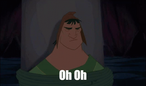 A Cartoon Character Is Tied Up And Says Oh Oh On The Bottom GIF