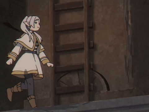 A Cartoon Character Is Walking In Front Of A Ladder And Wheel GIF