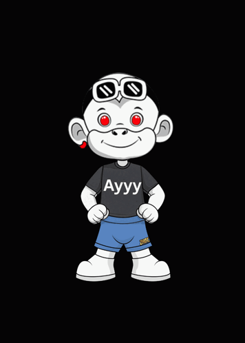 A Cartoon Character Is Wearing A Black Shirt That Says Auyu GIF