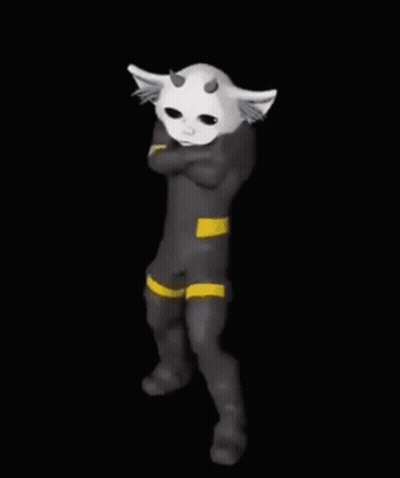 A Cartoon Character Is Wearing A Black Suit And A White Mask And Is Running In The Dark . GIF