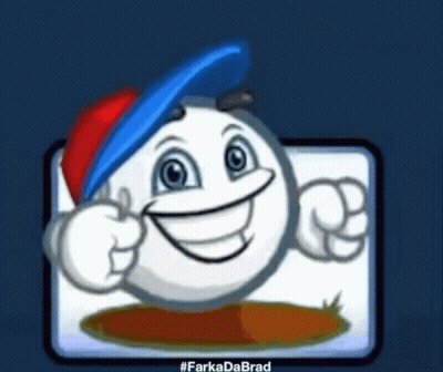 A Cartoon Character Is Wearing A Blue And Red Hat And Smiling GIF