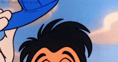 A Cartoon Character Is Wearing A Blue Hat And The Name Sir Maximian Goor Is On The Bottom Left GIF