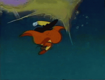 A Cartoon Character Is Wearing A Cape And Flying Through The Air GIF