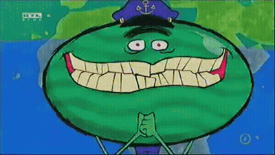 A Cartoon Character Is Wearing A Captain 'S Hat And Has His Mouth Open GIF