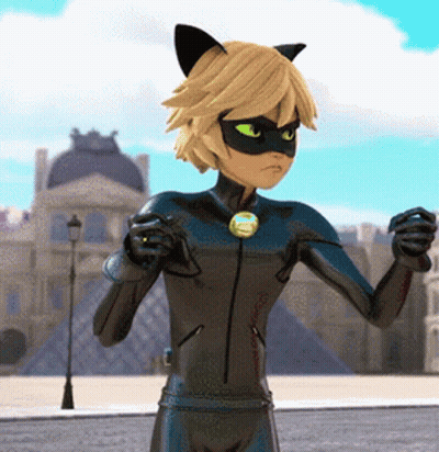 A Cartoon Character Is Wearing A Cat Suit And Mask And Standing On A Street . GIF