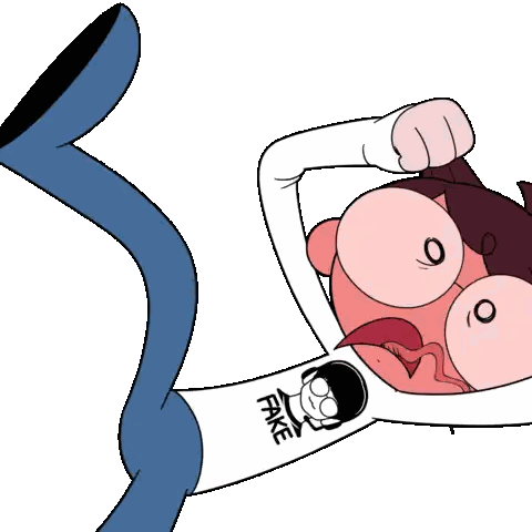 A Cartoon Character Is Wearing A Fake Fake T-Shirt Sticker