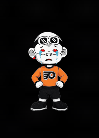 A Cartoon Character Is Wearing A Flyers Jersey And Crying GIF