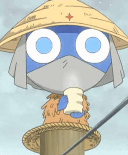 A Cartoon Character Is Wearing A Hat And Holding A Piece Of Paper In His Mouth GIF