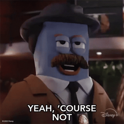 A Cartoon Character Is Wearing A Hat And Tie And Says Yeah , Course Not . GIF
