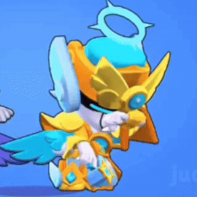 A Cartoon Character Is Wearing A Helmet And Wings . GIF
