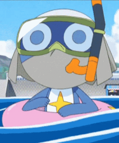 A Cartoon Character Is Wearing A Mask And Goggles And Holding A Snorkel GIF