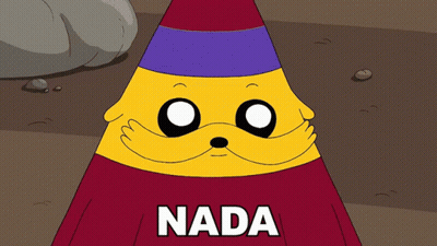 A Cartoon Character Is Wearing A Party Hat And Has The Word Nada On His Shirt GIF