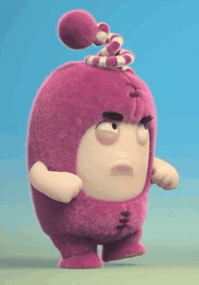 A Cartoon Character Is Wearing A Pink Costume And A Hat . GIF