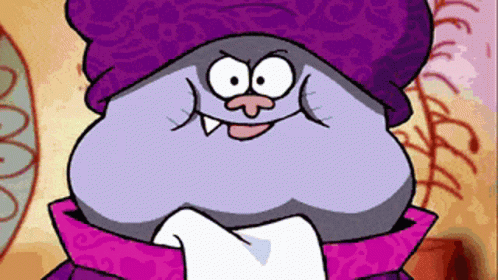 A Cartoon Character Is Wearing A Purple Hat And A Purple Jacket GIF