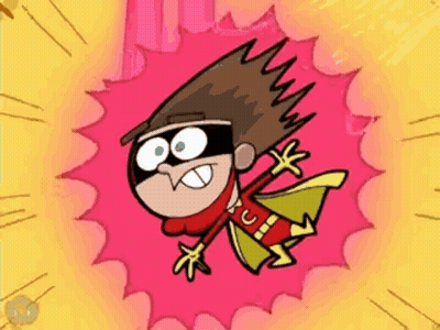 A Cartoon Character Is Wearing A Red And Yellow Cape And Mask GIF