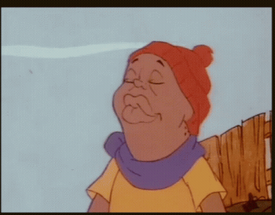 A Cartoon Character Is Wearing A Red Hat And A Scarf GIF