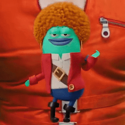A Cartoon Character Is Wearing A Red Jacket And A Belt GIF