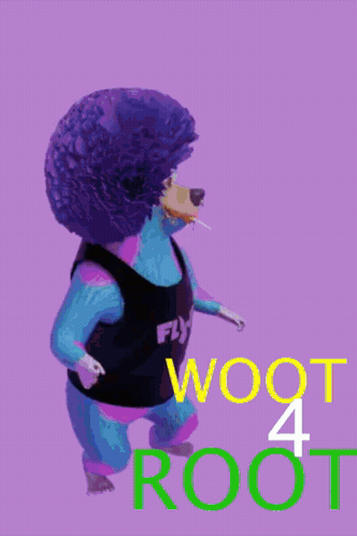 A Cartoon Character Is Wearing A Shirt That Says Woot On It GIF