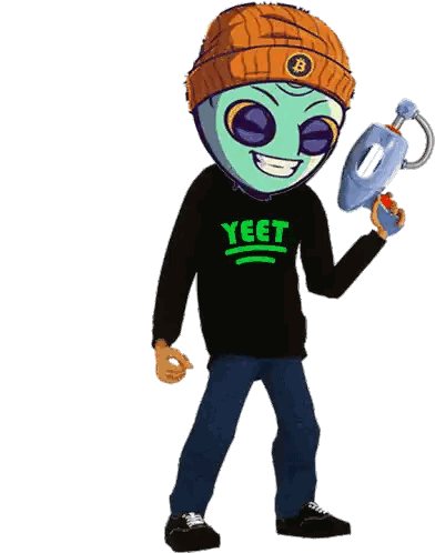 A Cartoon Character Is Wearing A Shirt That Says Yeet On It Sticker