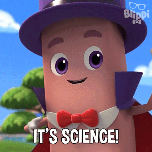 A Cartoon Character Is Wearing A Top Hat And Bow Tie And Says It 'S Science GIF