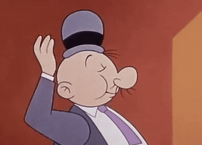 A Cartoon Character Is Wearing A Top Hat And Waving . GIF