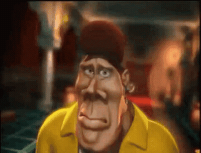 A Cartoon Character Is Wearing A Yellow Jacket And A Red Hat . GIF