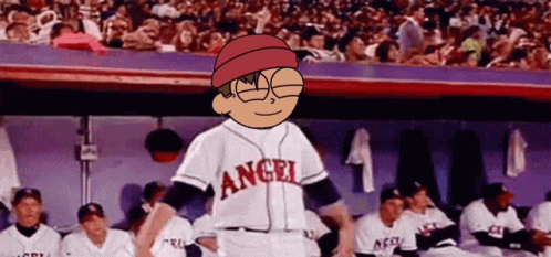 A Cartoon Character Is Wearing An Angel Jersey GIF