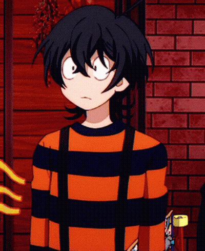 A Cartoon Character Is Wearing An Orange And Black Striped Shirt GIF