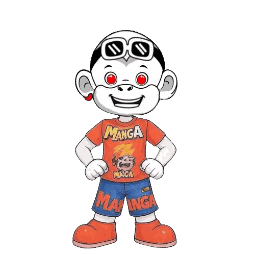 A Cartoon Character Is Wearing An Orange Manga Shirt Sticker