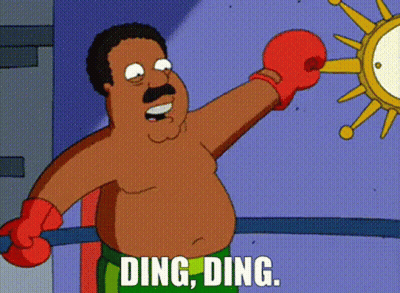 A Cartoon Character Is Wearing Boxing Gloves And Says " Ding Ding " GIF
