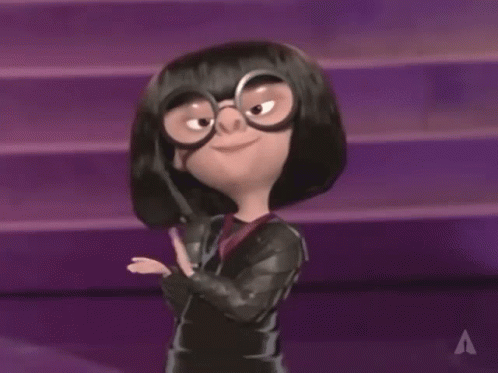 A Cartoon Character Is Wearing Glasses And A Black Jacket GIF