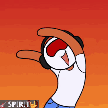 A Cartoon Character Is Wearing Headphones And Making A Funny Face .. GIF
