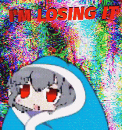 A Cartoon Character Is Wrapped In A Blue Blanket With The Words I 'M Losing It Written In Red . GIF