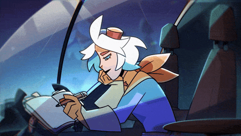 Cartoon Writing In Notebook In Car GIF
