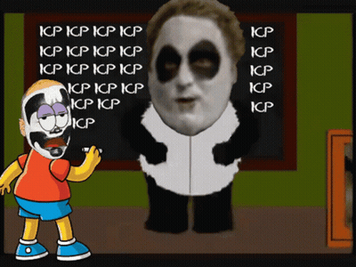 A Cartoon Character Is Writing On A Blackboard With Icp GIF