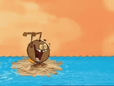 A Cartoon Character Jumping Into A Body Of Water GIF