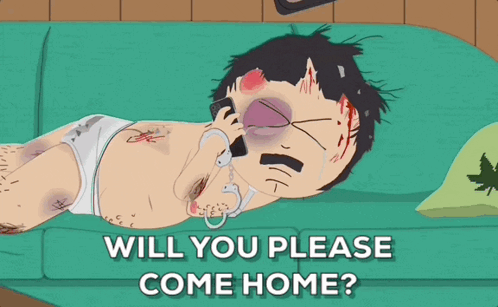 A Cartoon Character Laying On A Couch Talking On A Cell Phone GIF