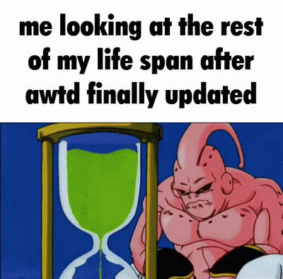 A Cartoon Character Looking At An Hourglass That Says Me Looking At The Rest Of My Life Span After Awtd GIF