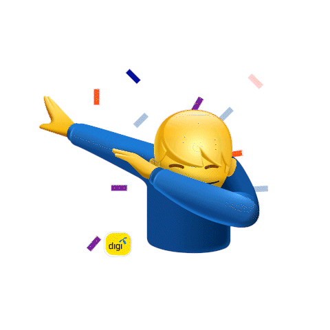 A Cartoon Character Making A Dab With A Digi Logo In The Corner GIF