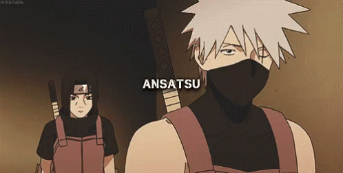 A Cartoon Character Named Ansatsu Is Standing Next To Another Cartoon Character GIF