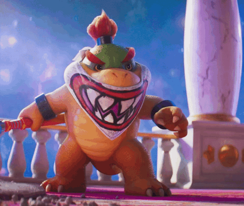 Bowser Standing In Front Of White Railing GIF