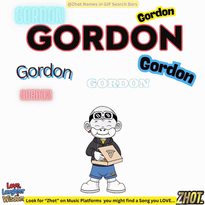 A Cartoon Character Named Gordon Is Surrounded By Other Names GIF
