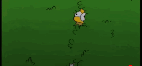 A Cartoon Character Named Homer Simpson Is Standing In The Grass . GIF