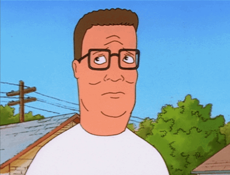 A Cartoon Character Named King Of The Hill Wearing Glasses And A White Shirt GIF