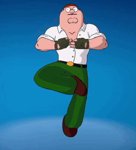 A Cartoon Character Named Peter Griffin Is Jumping In The Air With His Arms Outstretched GIF
