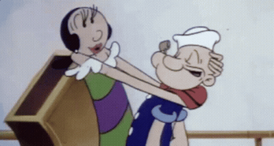A Cartoon Character Named Popeye Is Hugging Another Cartoon Character GIF