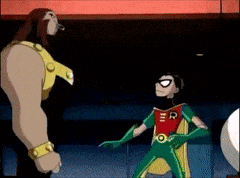 A Cartoon Character Named Robin Is Standing Next To Another Cartoon Character GIF