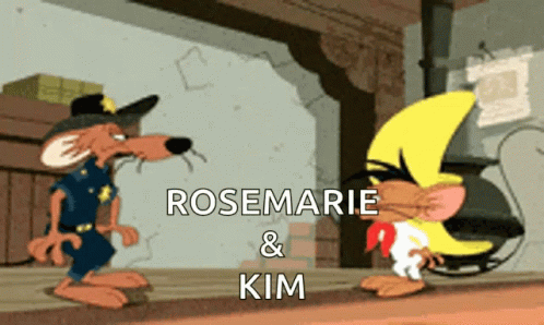 A Cartoon Character Named Rosemarie And Kim Is Standing Next To Another Character GIF