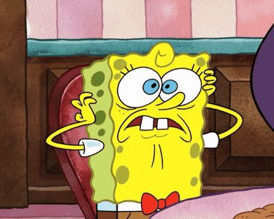 A Cartoon Character Named Spongebob Has A Red Bow Tie GIF