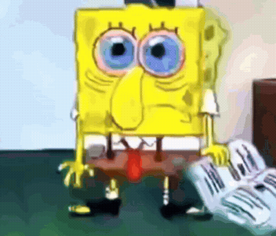 A Cartoon Character Named Spongebob Holding A Newspaper GIF